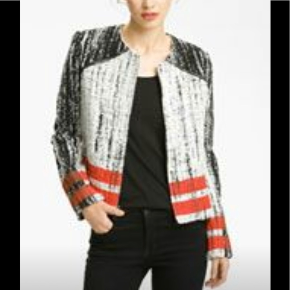 Parker Black Orange Tweed Stripe jacket Blazer.